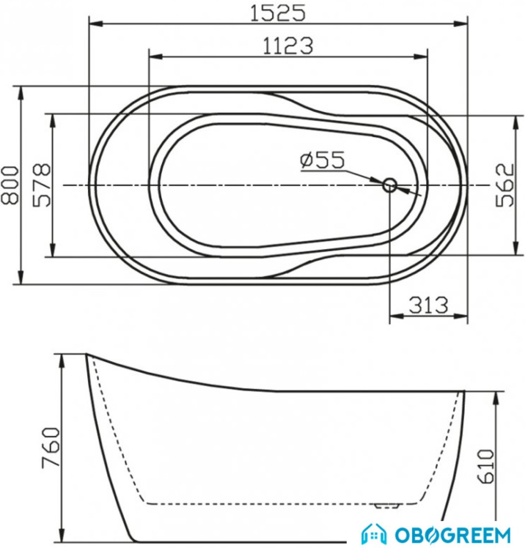 Ванна BelBagno BB301 152.5x80