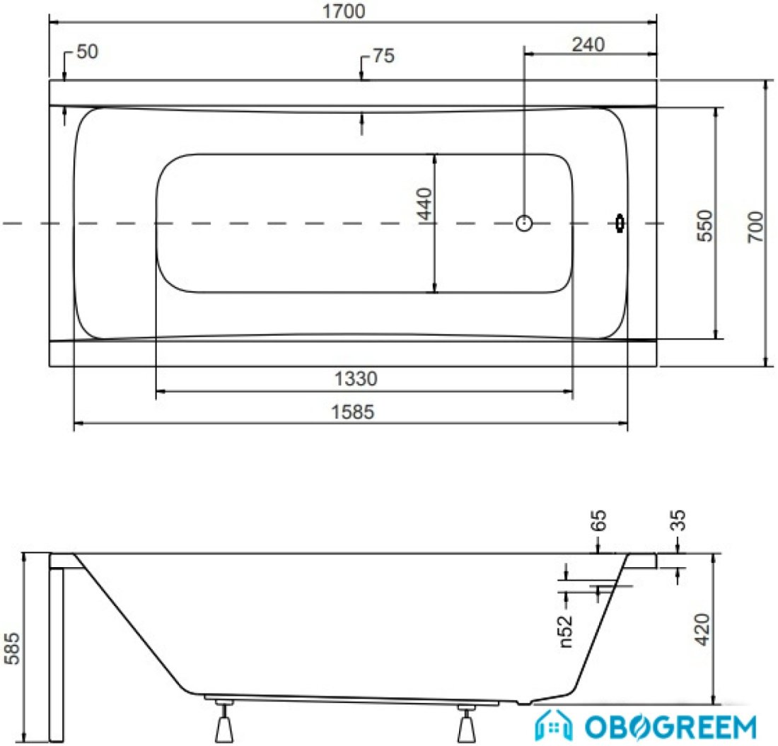 Ванна Besco Optima 170x70