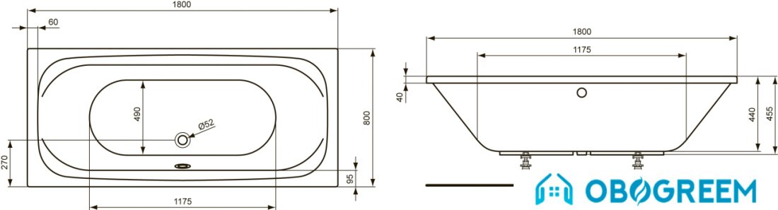 Ванна Ideal Standard Tip Plus Duobad 180x80 [K624301]