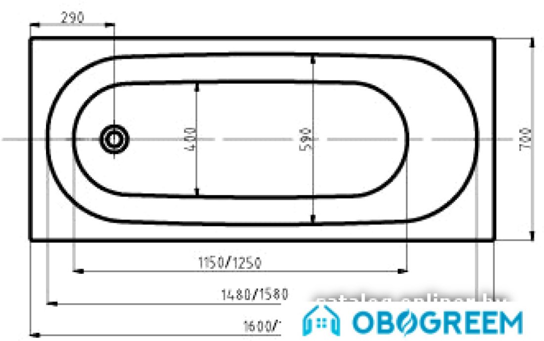 Ванна Aquatek Оберон 160x70 (c экраном, слив справа)