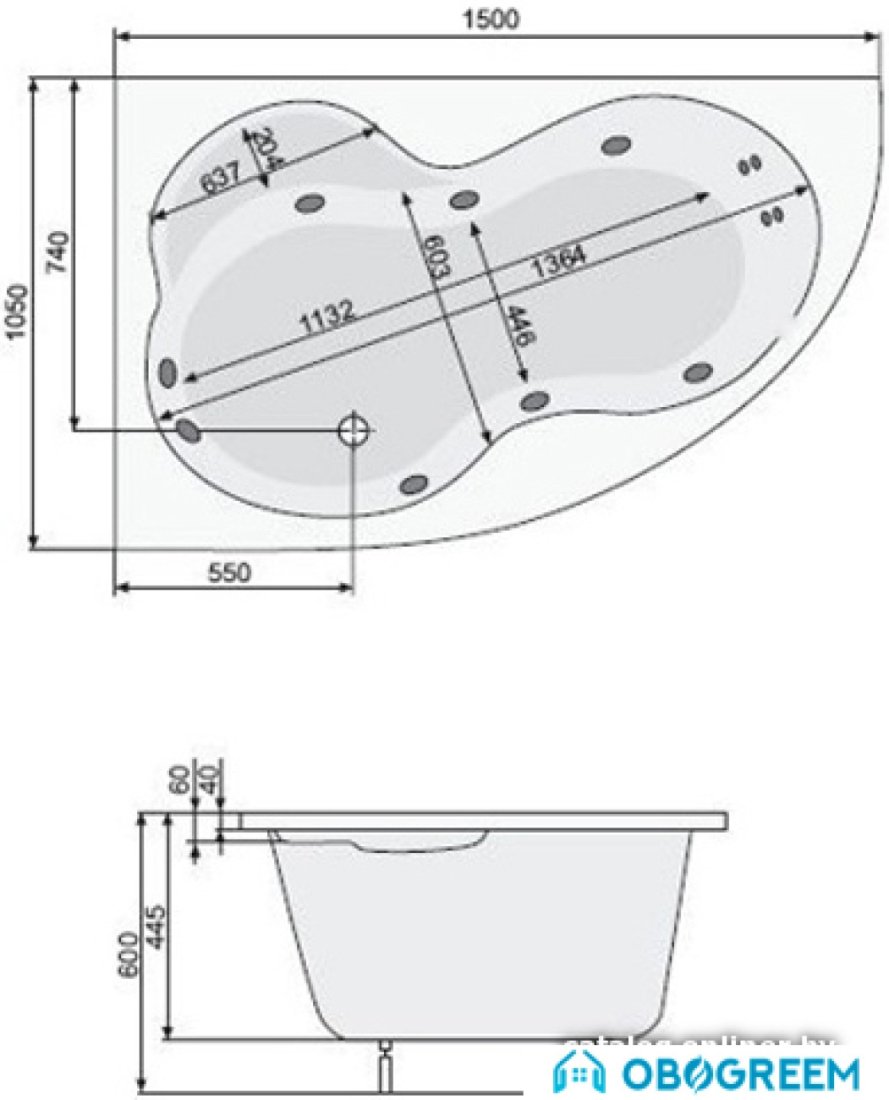 Ванна Poolspa Mistral 150x105 L Economy 1 PHA3Z10SO1C0000