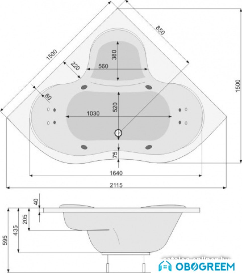 Ванна Poolspa Persja 150 x 150