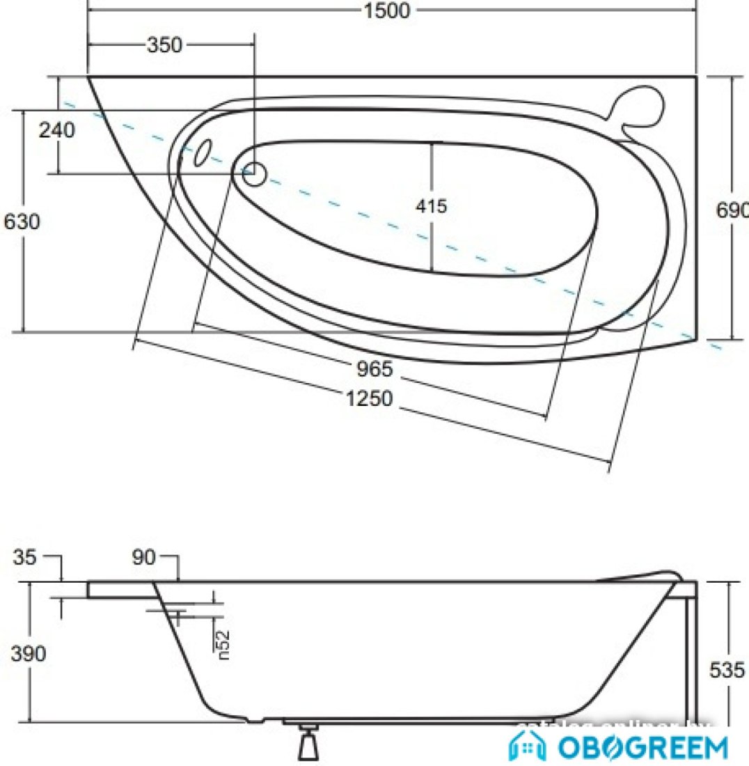 Ванна Besco Mini 150x70 R