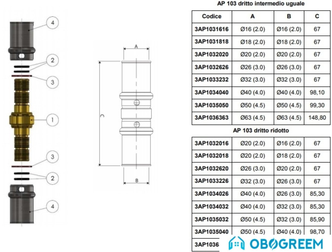 Фитинг APE Муфта редукционная 32x26 3AP1033226