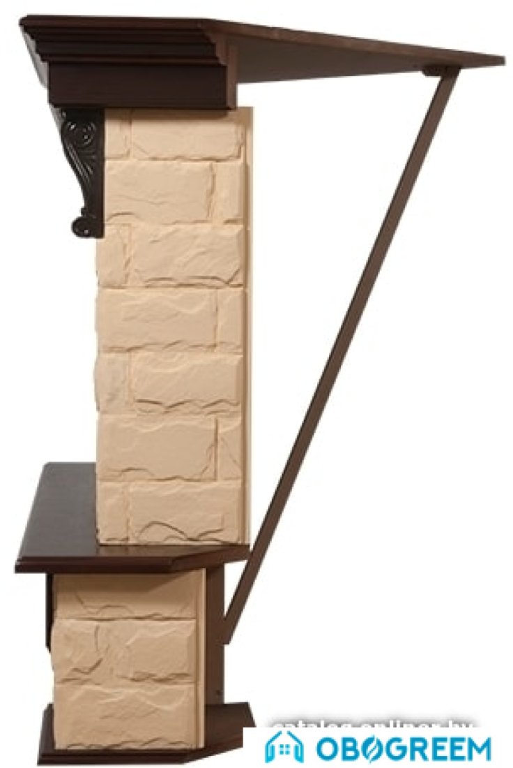 Портал Firelight Forte Classic U (угловой, камень бежевый/шпон темный дуб)