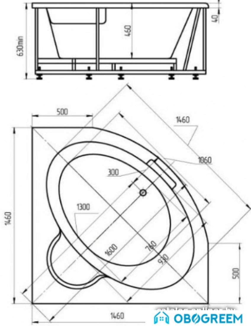Ванна Aquatek Калипсо 146x146 (гидромассаж стандарт 4 форсунки, экран)