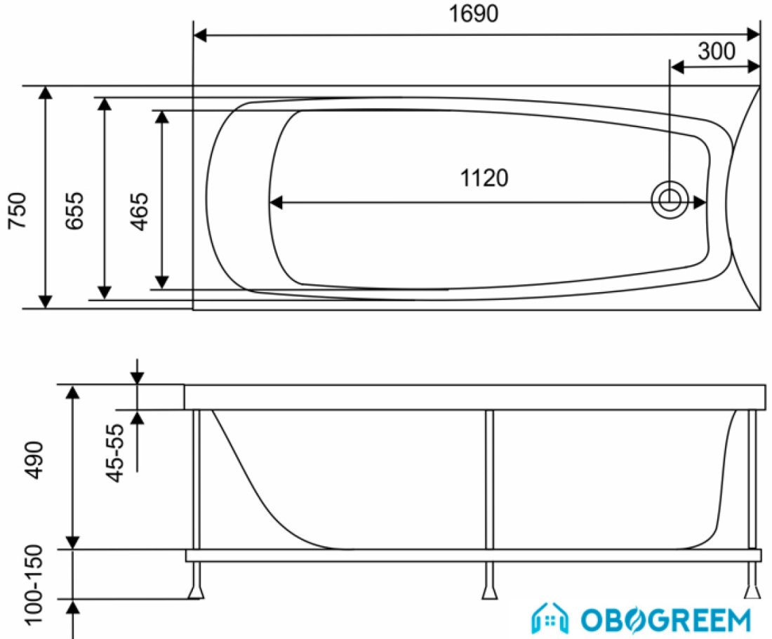 Ванна Eurolux Troya 170x75