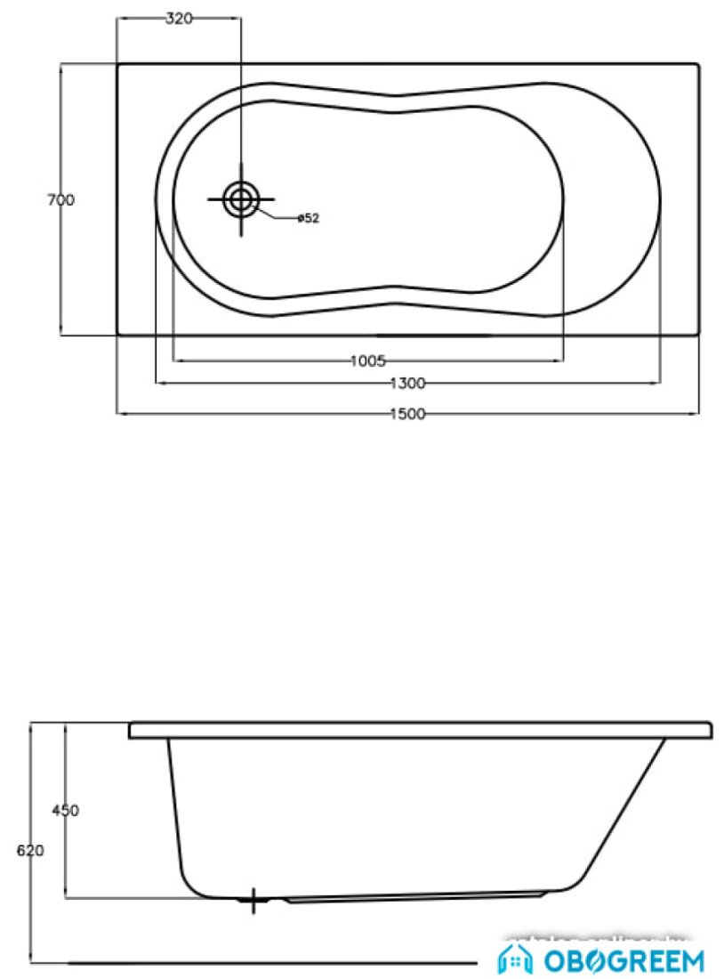 Ванна Cersanit Nike 150x70 (с каркасом)
