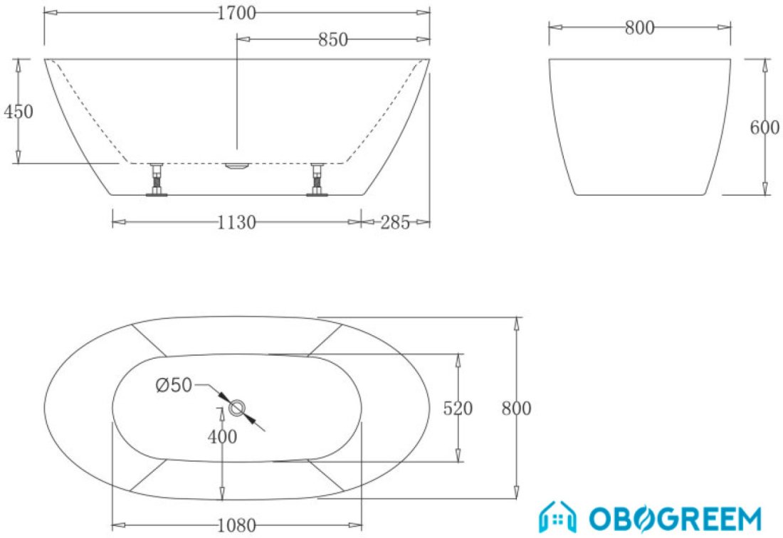 Ванна BelBagno BB77 170х83