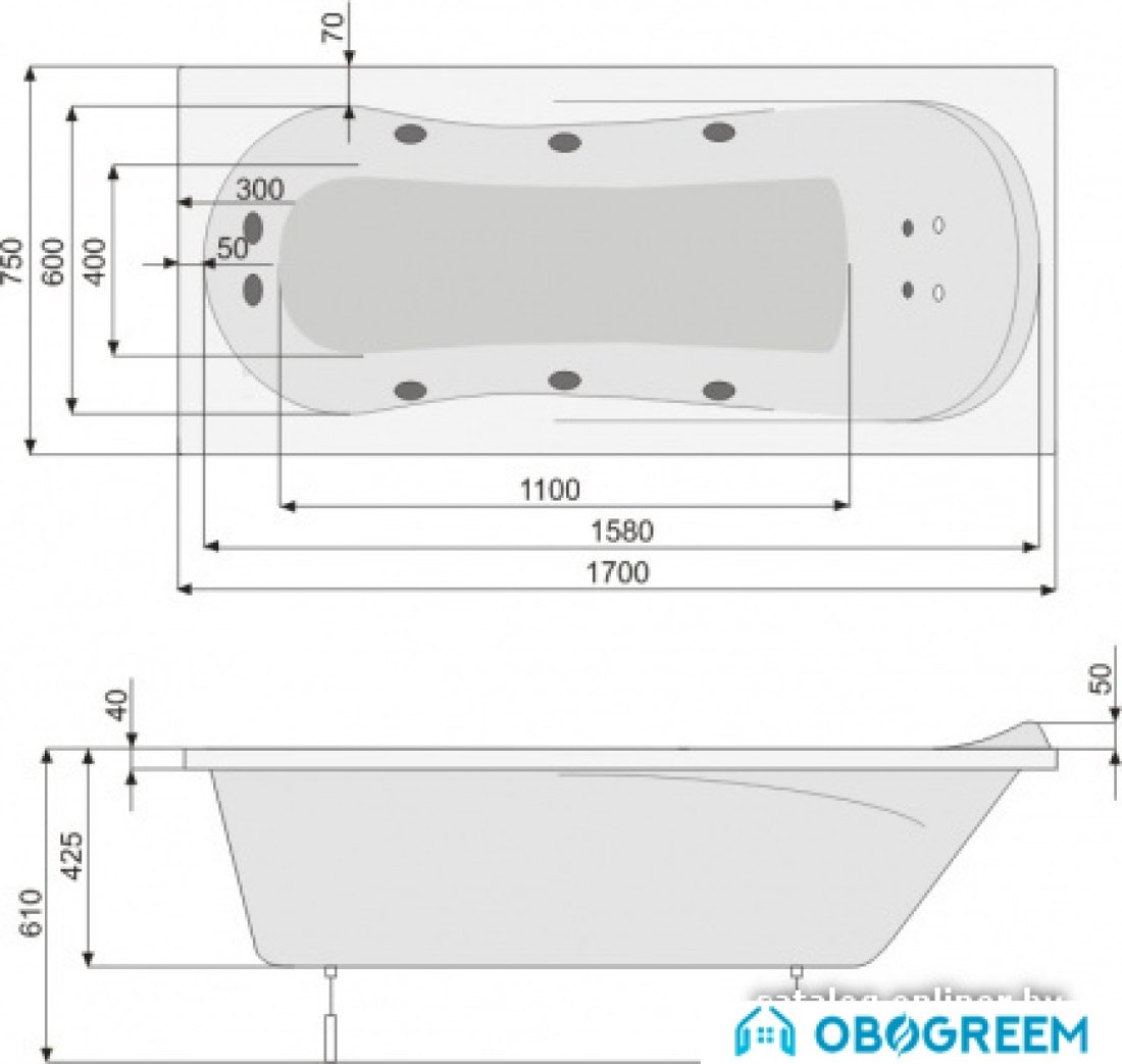 Ванна Poolspa Muza 170 x 75