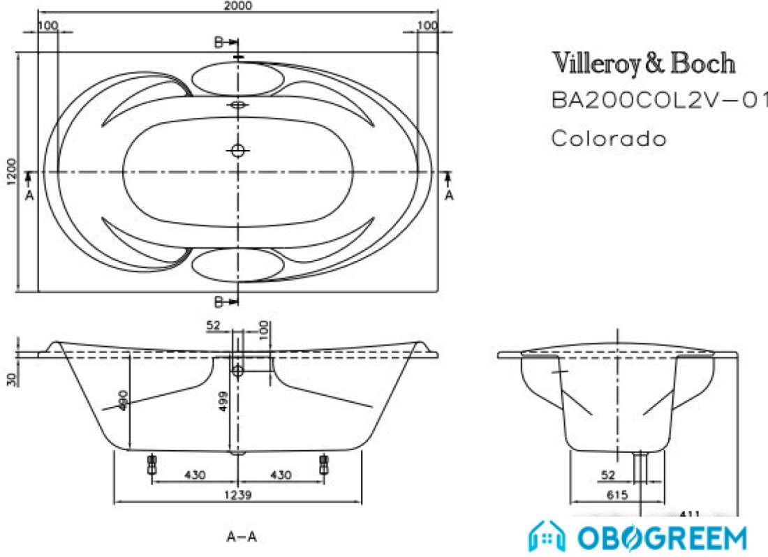 Ванна Villeroy & Boch Colorado (BA200COL2V) 200x120