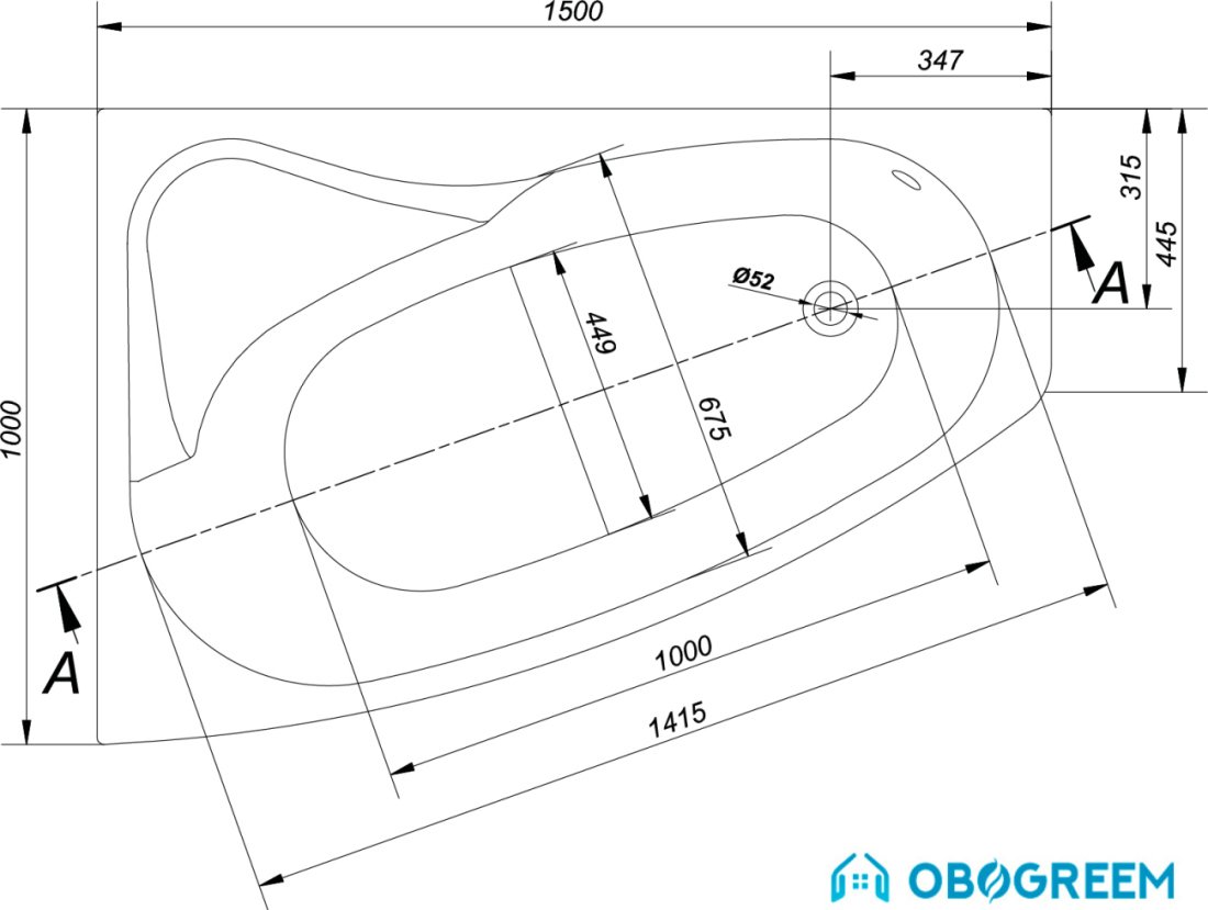 Ванна Cersanit Sicilia 150x100 R S301-096 (с ножками S906-001)