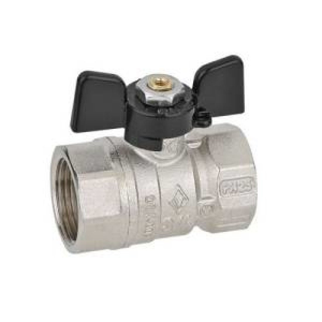 Кран шаровой Bugatti Arizona 602 - 1/2" (ВР/ВР, PN40, Tmax 120°С, ручка-бабочка черная)
