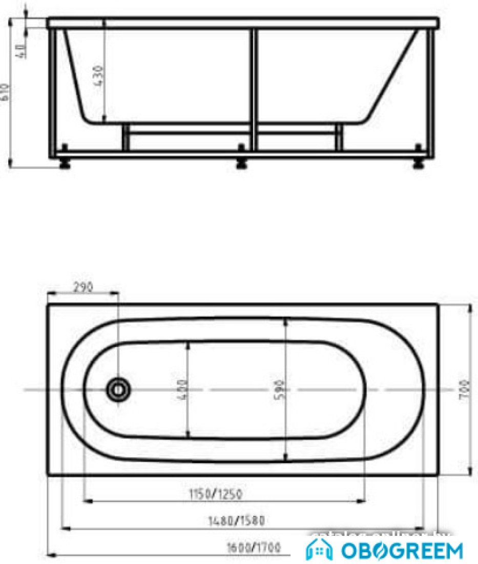 Ванна Aquatek Оберон 180x80