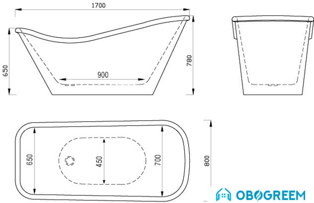 Ванна Gemy G9231B 170х80