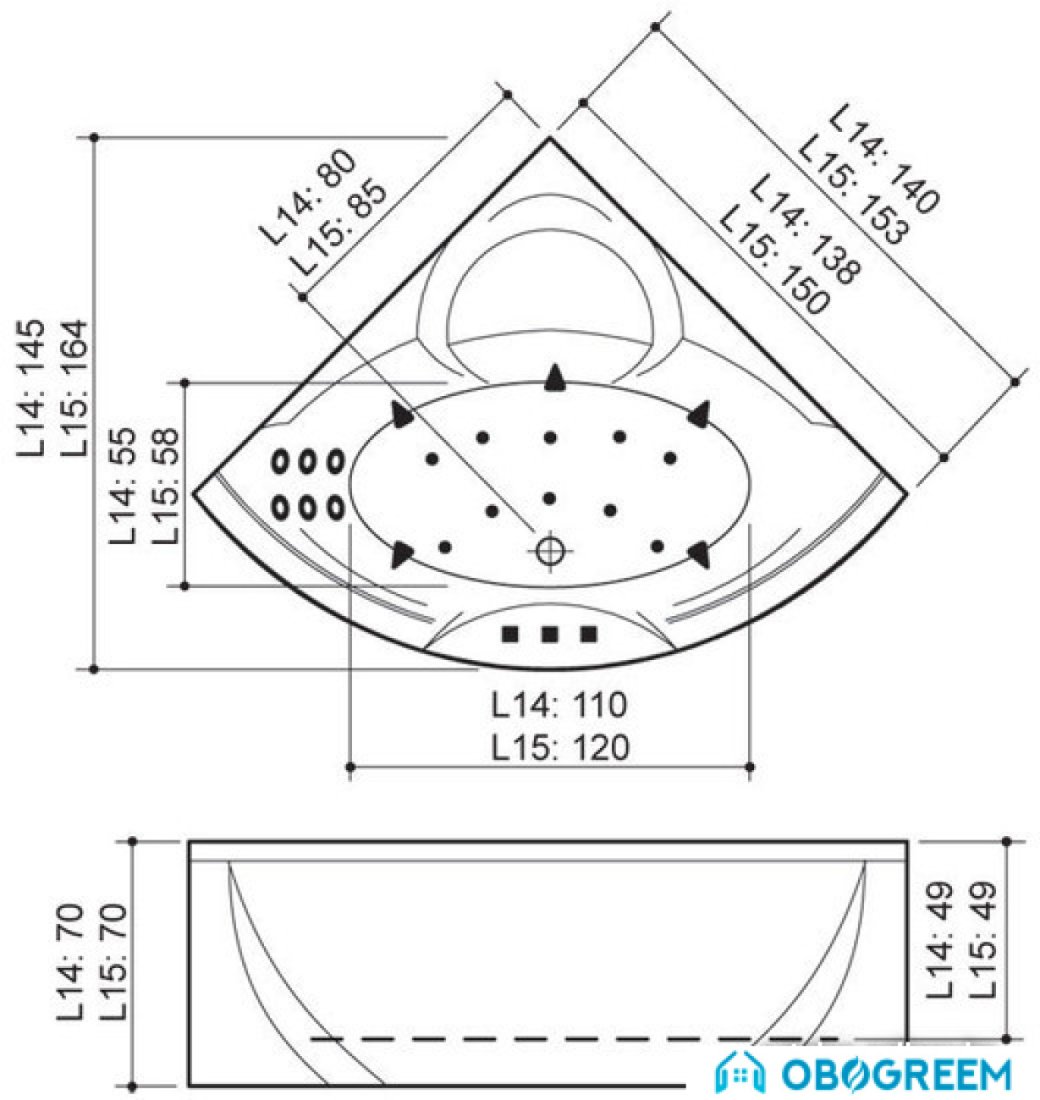 Ванна Balteco Lotus 15 S4 153x153