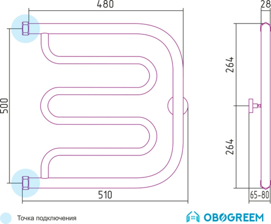 Полотенцесушитель Сунержа Лира 500x500