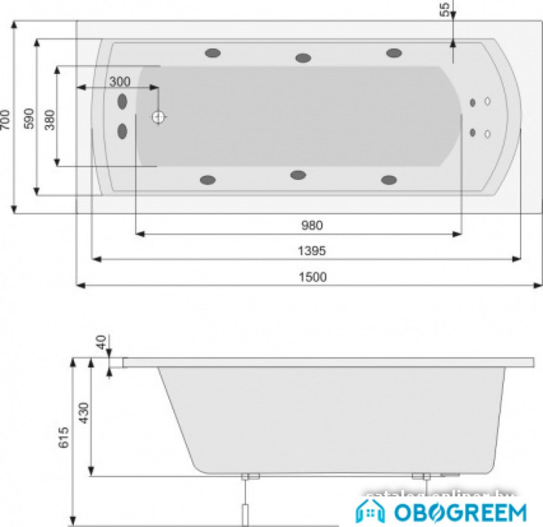 Ванна Poolspa Linea 150 x 70