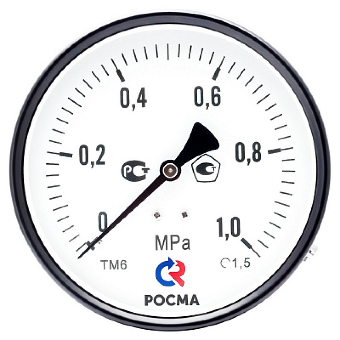 Манометр Росма TM-310T Dy 63 с задним подключением 1/4 , 0-10 бар