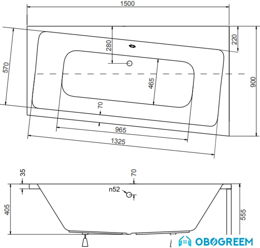 Ванна Besco Infinity R 150x90