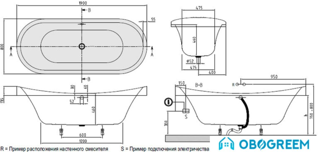 Ванна Villeroy & Boch My Nature (BA190NAT7V) 190x80