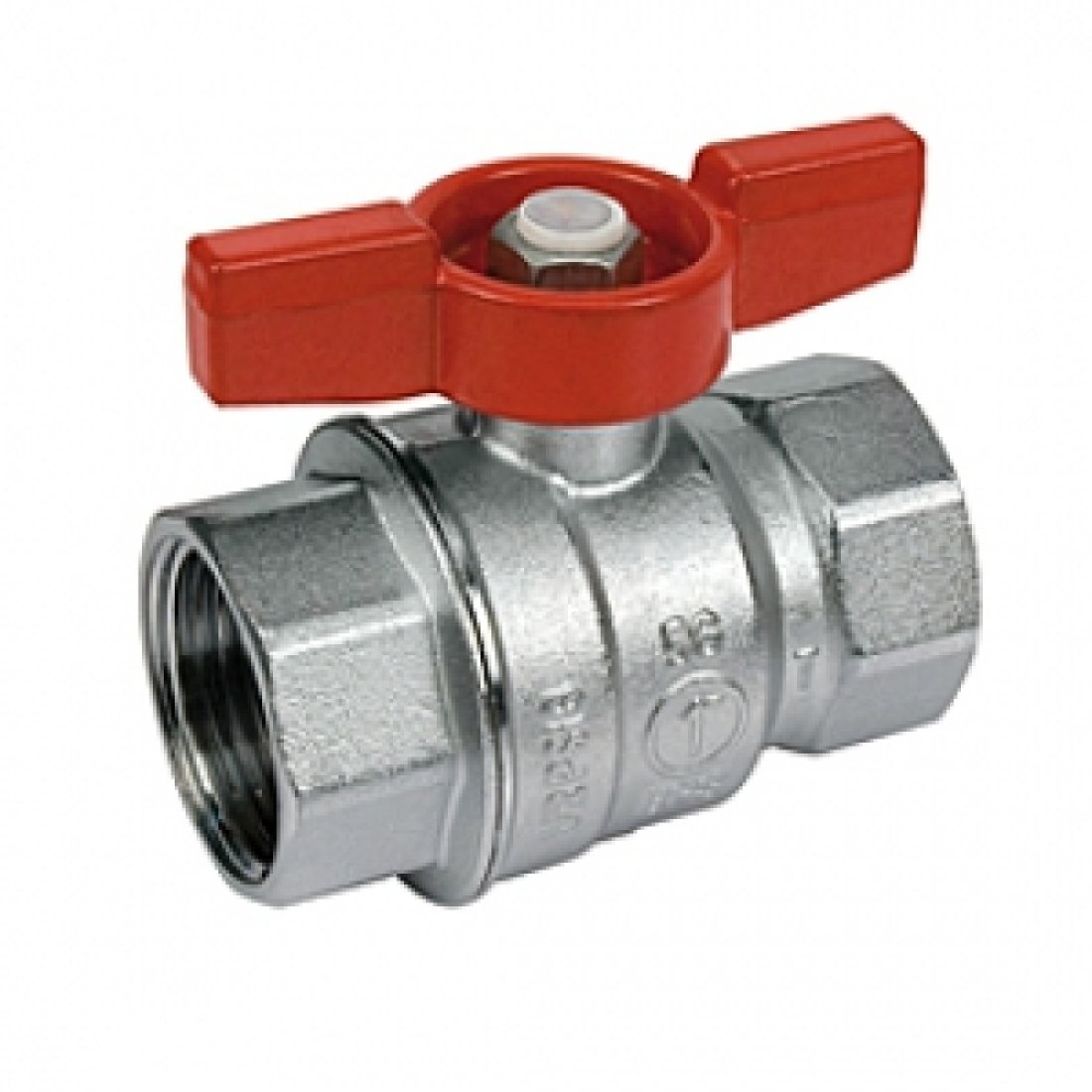 Кран шаровой полнопроходной Giacomini R851 - 1/2" (ВР/ВР, PN35, Tmax 185°С, ручка-бабочка красная)