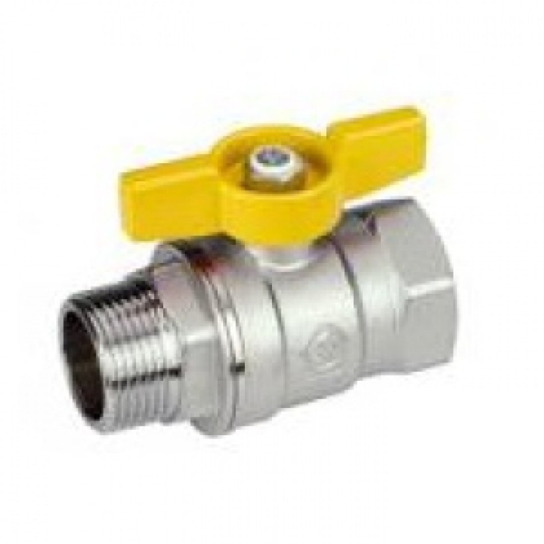 Кран шаровой Giacomini R254D - 3/4" (ВР/НР, PN5, Tmax 185°С, ручка-бабочка желтая, для газа)