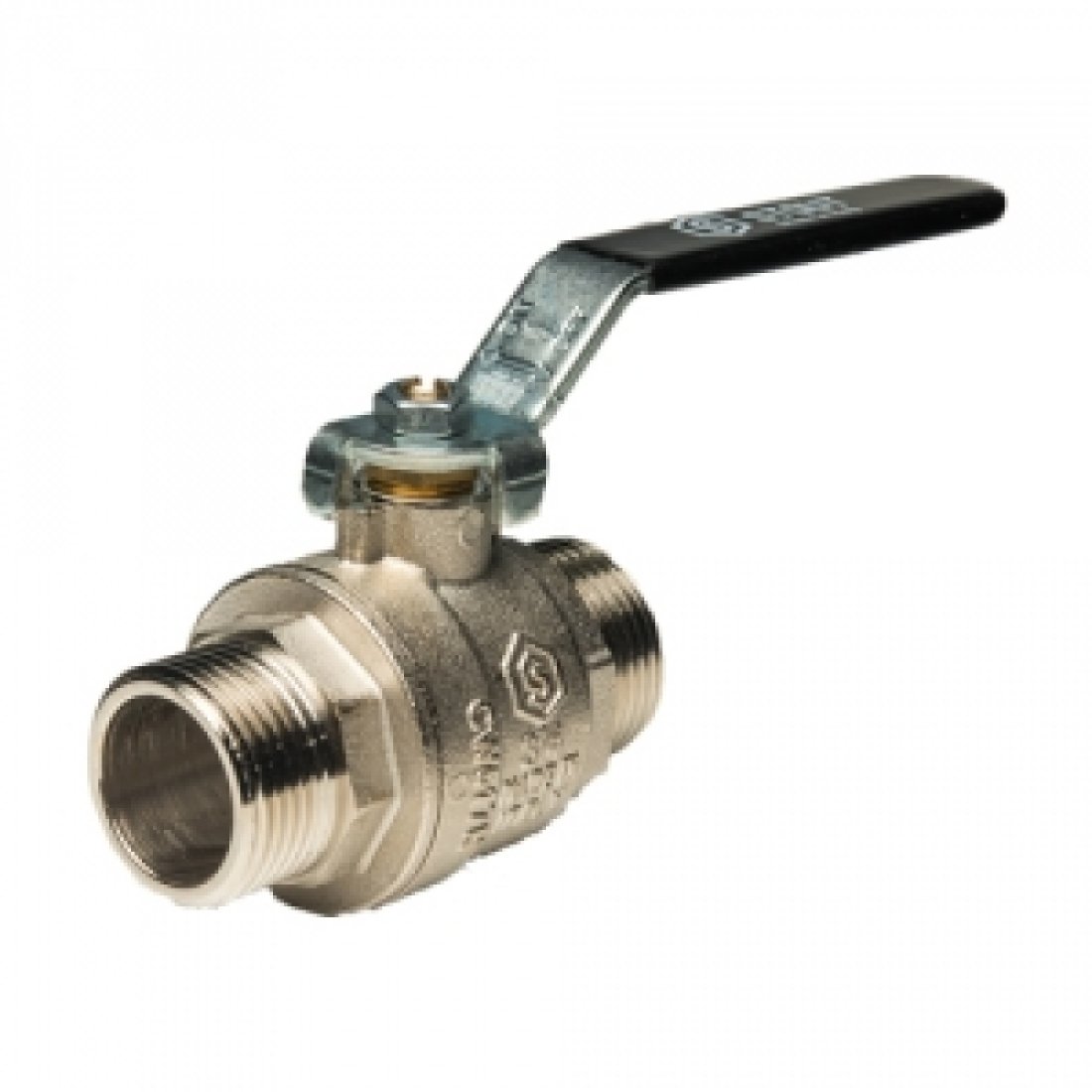 Кран шаровой полнопроходной STOUT - 1"1/4 (НР/НР, PN40, Tmax 150°С, ручка-рычаг черная)