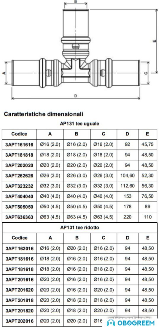 Фитинг APE Тройник редукционный 26x16x20 [3APT261620]