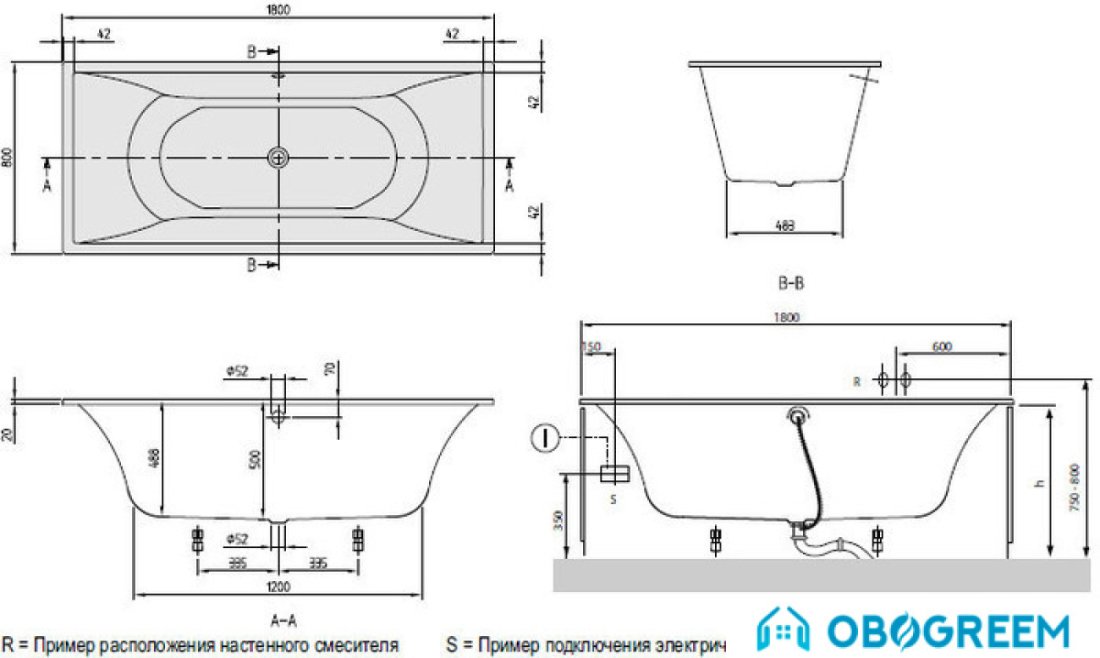 Ванна Villeroy & Boch La Belle 180x80 UBQ180LAB2V-01