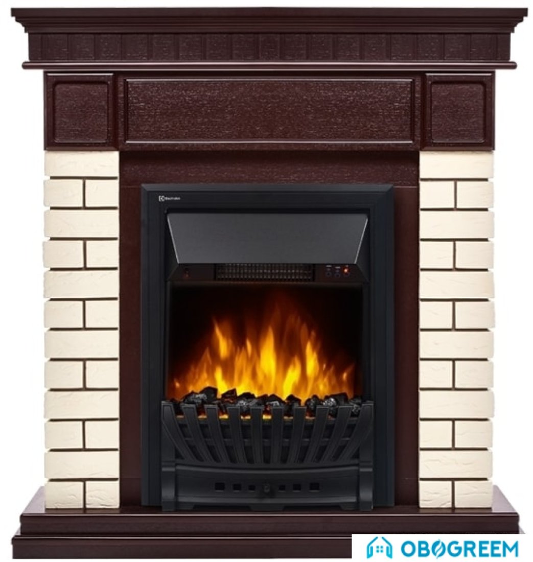 Портал Firelight Bricks Classic (камень бежевый/шпон темный дуб)