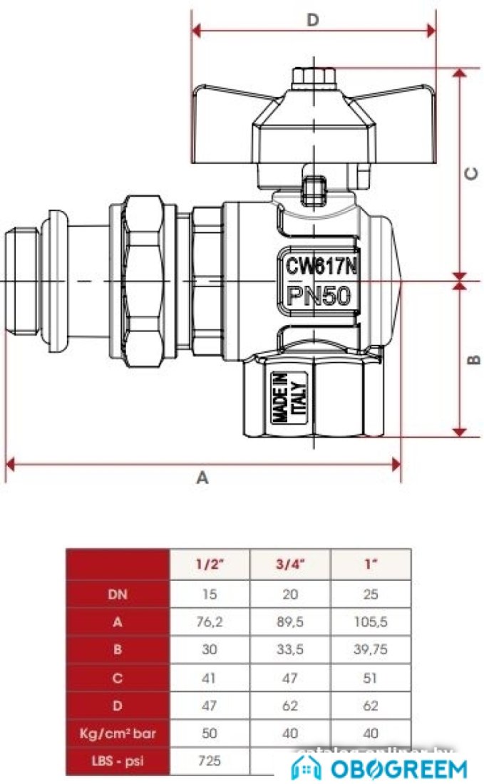 Запорная арматура ITAP Кран шаровый угловой 298S 1/2”