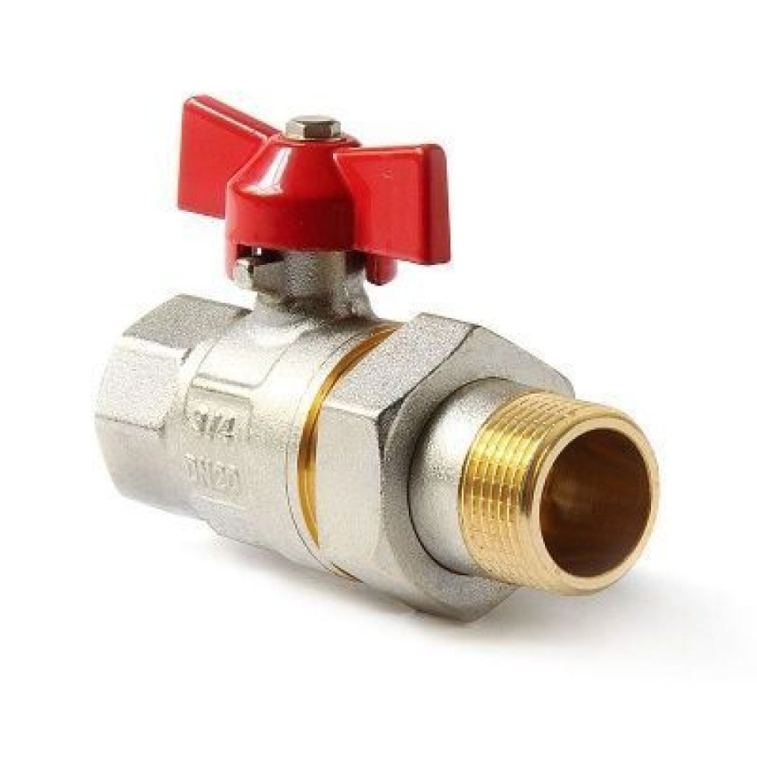 Кран шаровой со сгоном ручка бабочка, Н-В, стандартный проход 3/4 Pro Aqua Valves