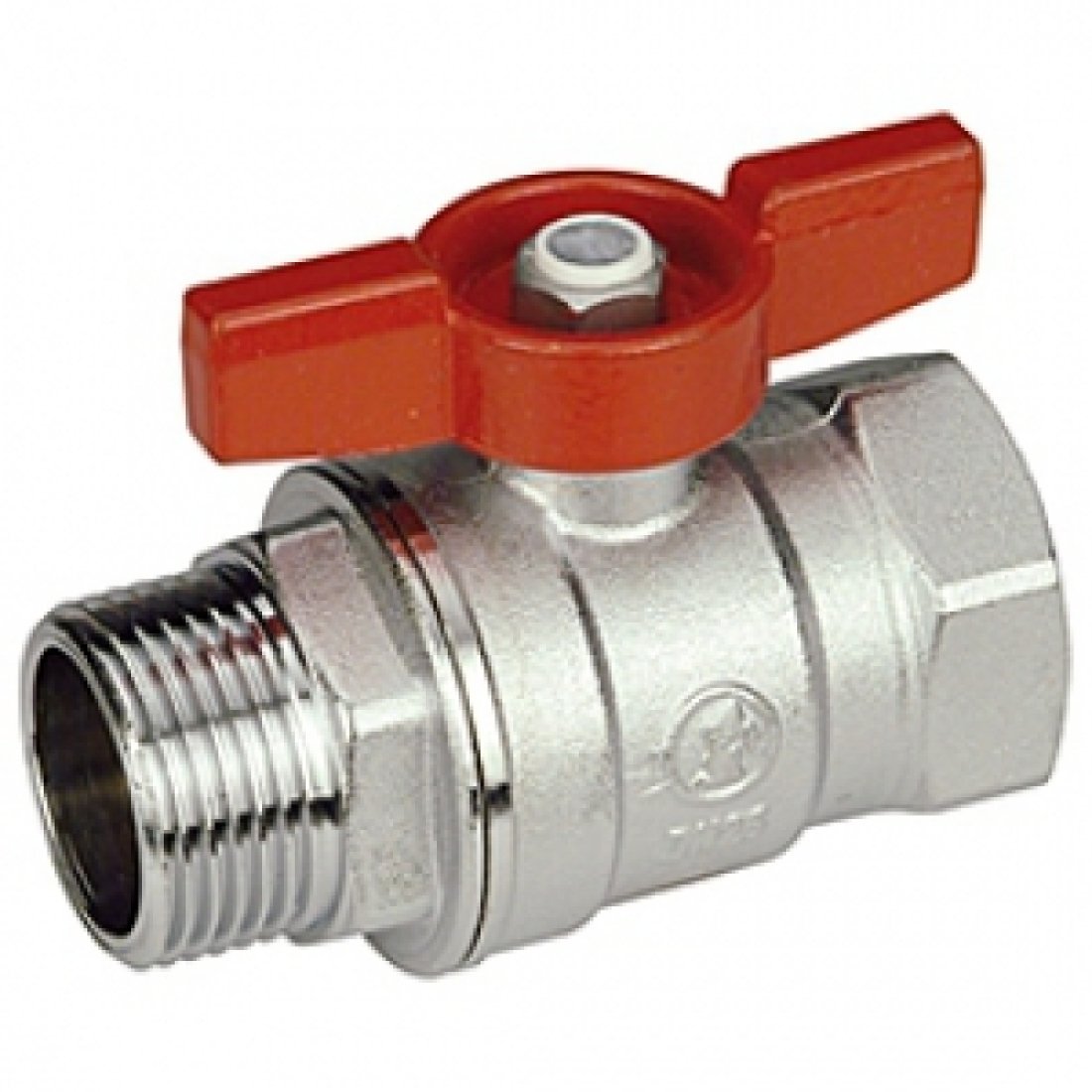 Кран шаровой Giacomini R254D - 1"1/4 (ВР/НР, PN35, Tmax 185°С, ручка-бабочка красная)