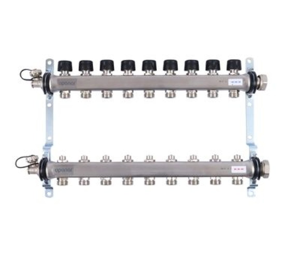 Uponor Smart S коллектор с клапанами стальной, выходы 9X3/4" евроконус