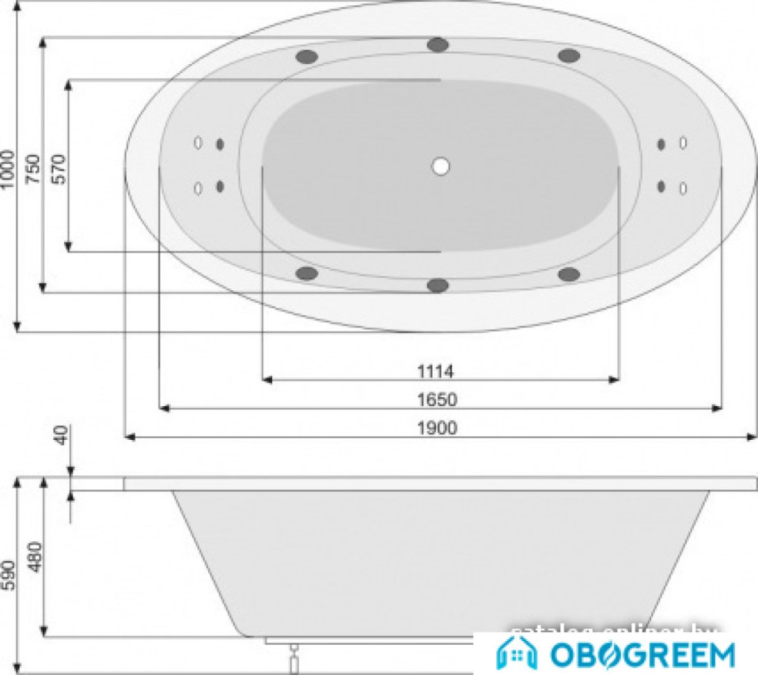 Ванна Poolspa Aura 190 x 100