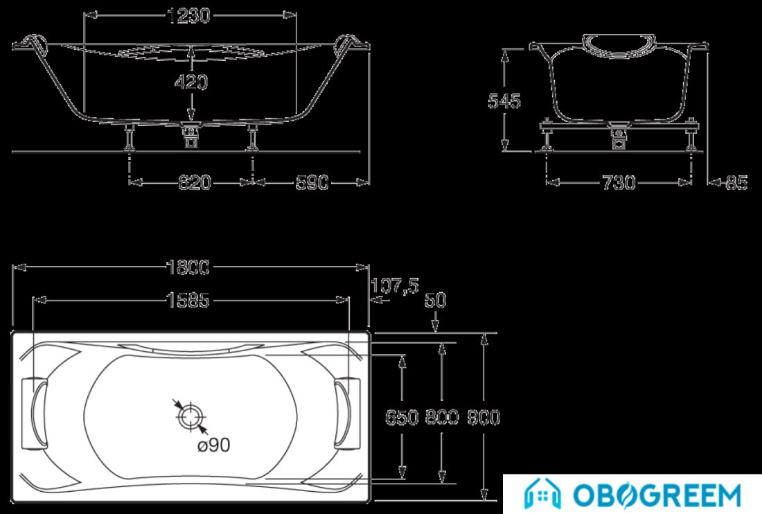 Ванна Roca BeCool 180x90 [248013001]