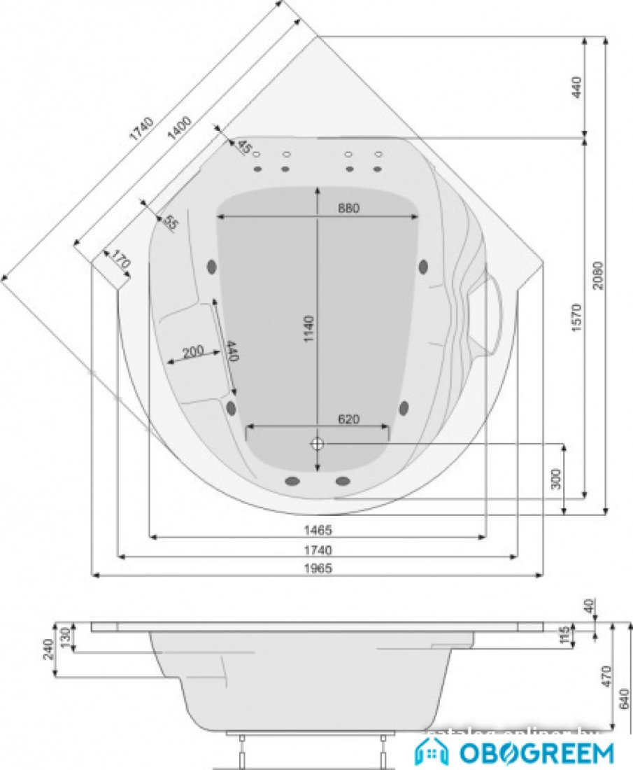 Ванна Poolspa Roma 208x140 Smart 1 PHR4310ST1C0000