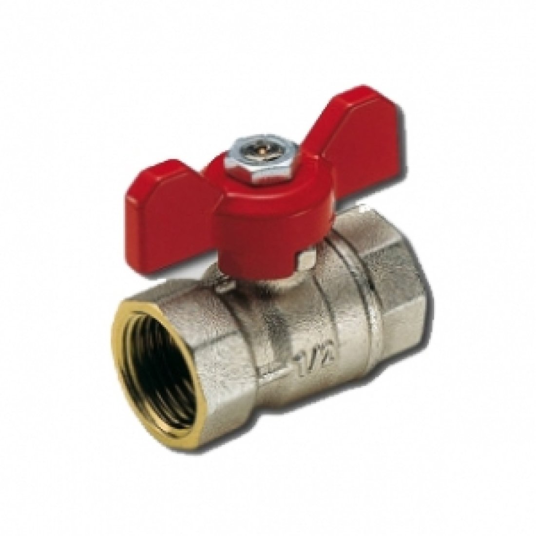 Кран шаровой полнопроходной Tiemme SCIROCCO 2320 - 1/2" (ВР/ВР, PN50, ручка-бабочка красная)