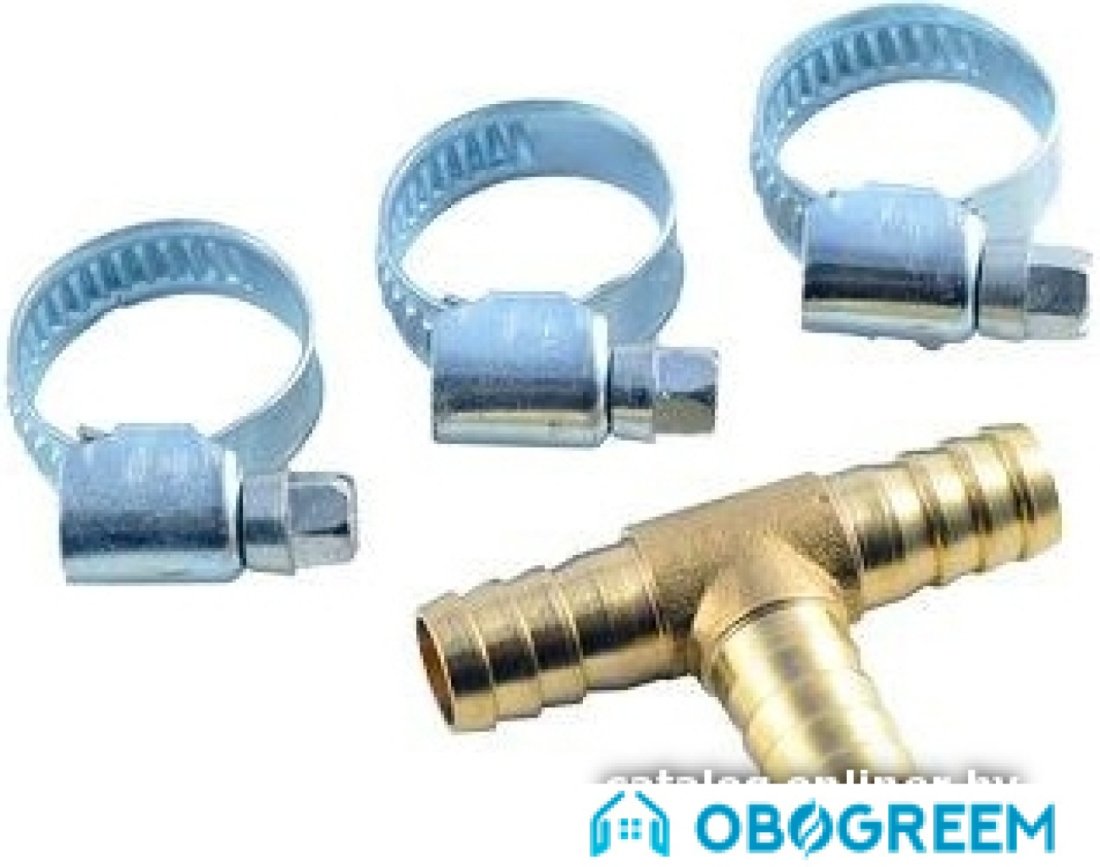 Фитинг RockForce T-образный разветвитель елочка 10 мм + хомуты RF-E102-6/3