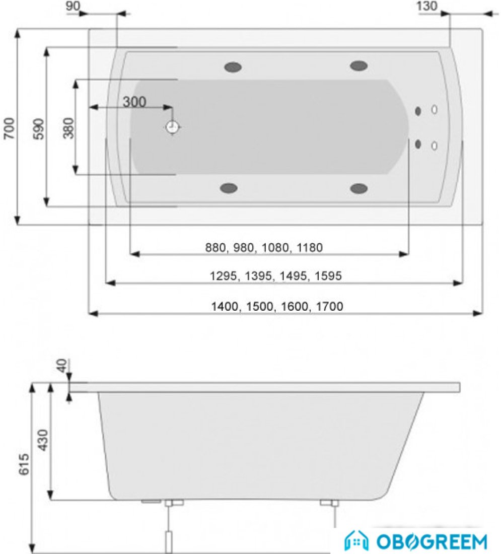 Ванна Poolspa Linea 170x75