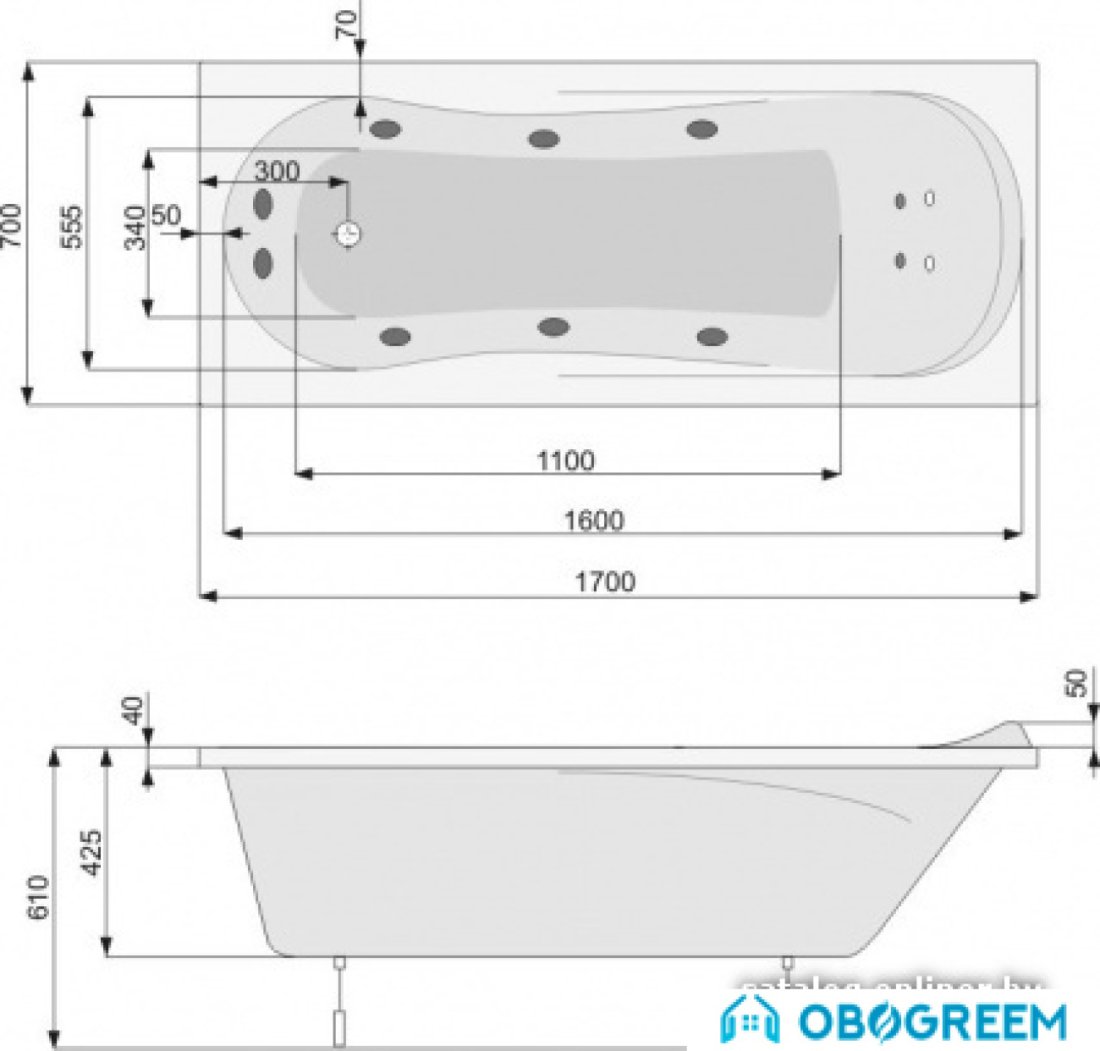 Ванна Poolspa Muza 170 x 70