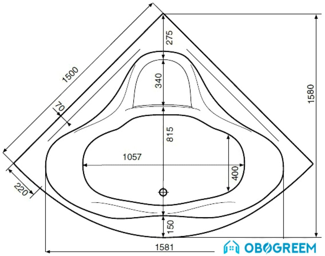 Ванна Jika Maggiore 150x150 Premium [2.3787.1.000.674.1]