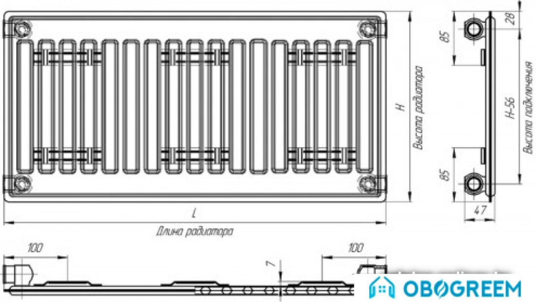 Стальной панельный радиатор Лидея ЛК 10-720 700x2000