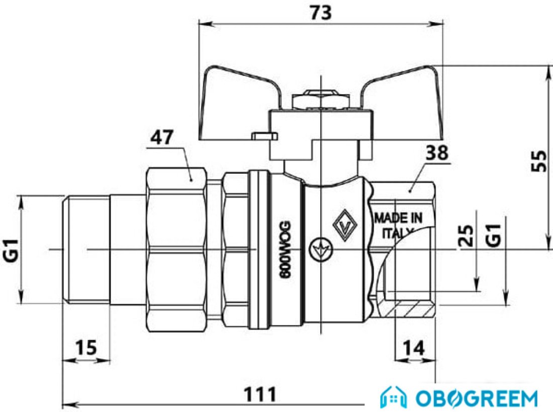 Запорная арматура Bugatti Valvosanitaria Кран шаровой Manifold Oregon 1 FM 03220037