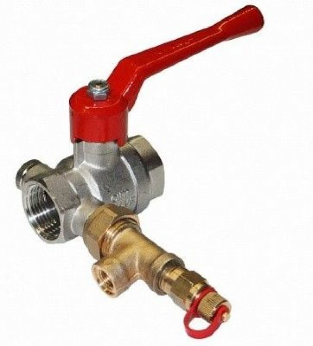 Кран шаровой 200DP 1" c тройником для трубки PN16 BB Cimberio
