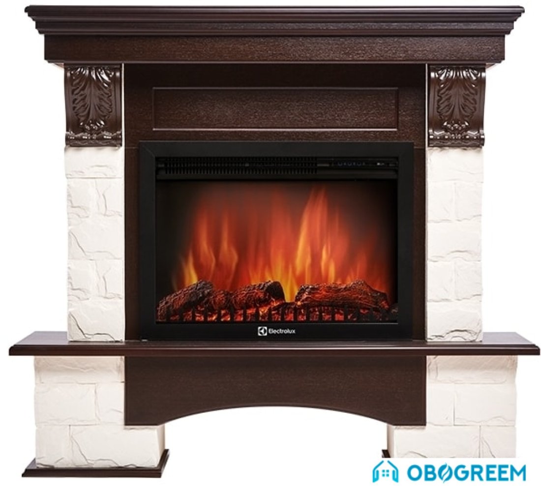 Портал Firelight Forte 25S (камень белый/шпон темный дуб)