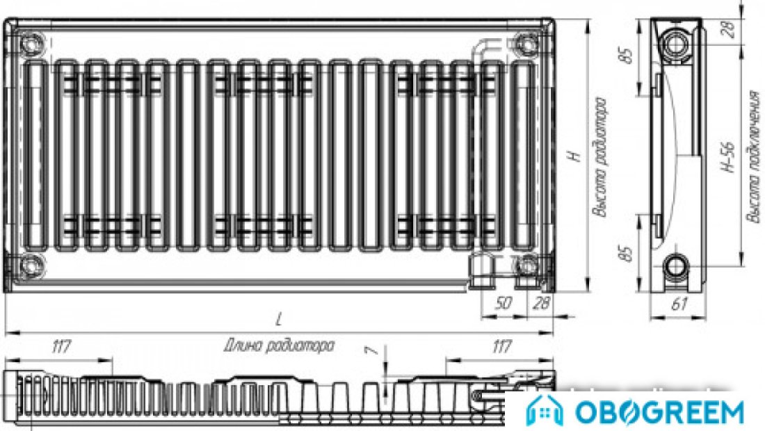 Стальной панельный радиатор Лидея ЛУ 10-304 300x400