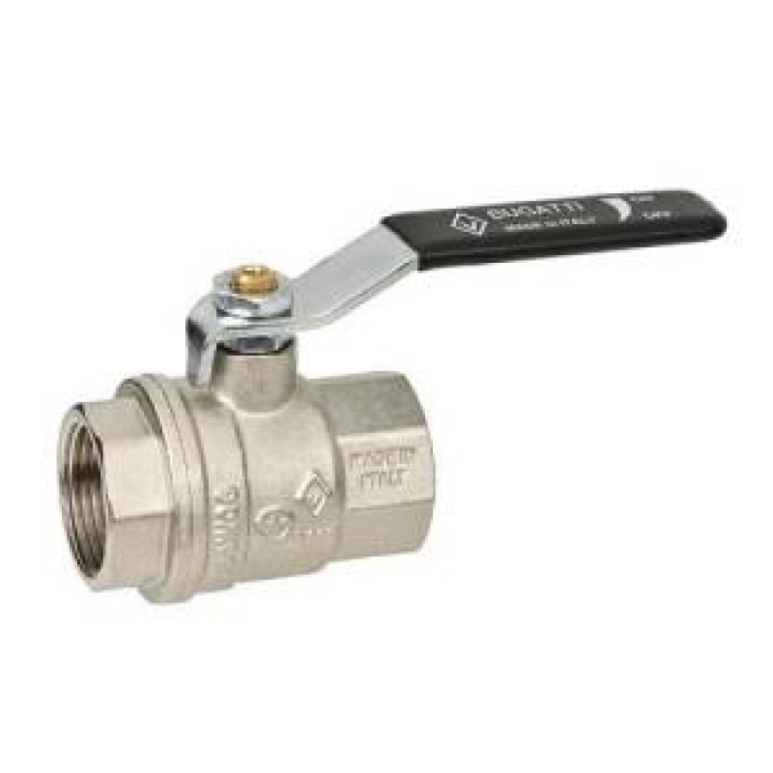 Кран шаровой полнопроходной Bugatti Oregon 301 - 1/2" (ВР/ВР, PN64, ручка-рычаг черная стальная)