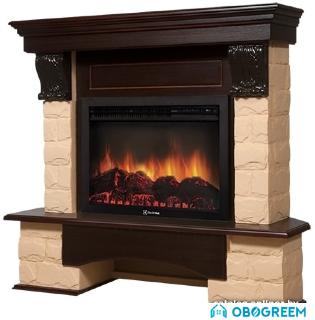 Портал Firelight Forte 25S (камень бежевый/шпон темный дуб)